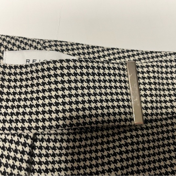 Reiss Arlo Houndstooth High Rise Black White Straight Trousers Womens 6 - Picture 10 of 16